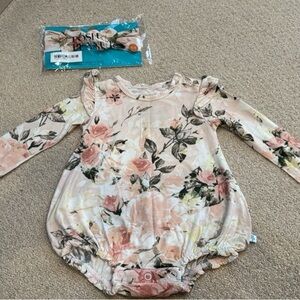 Posh Peanut Pink Rose Long Sleeve Bubble and Headband